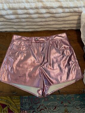 Blank NYC Metallic Rose High-Waist Shorts